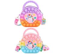 Shein Bolso de mano con forma de corazón, bolso bandolera de silicona, billetera de unicornio - Alivio del estrés, bolsa de almacenamiento duradera - Cadena