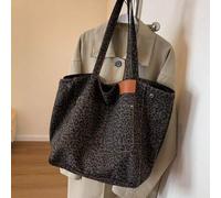 Shein Bolso de mano de estilo casual y gran capacidad con estampado de leopardo, diseño personalizado a juego, popular como bolso escolar, de gran capacidad