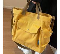 Shein Bolso de mano de lona de color liso de gran capacidad y múltiples bolsillos para mujer, perfecto para la playa, la escuela, el trabajo y el uso diario