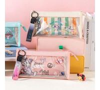 Shein Bolso de mano de Minnie Disney, nueva bolsa de lápices transparente, altamente atractiva, de gran capacidad, caja de papelería de dibujos animados par