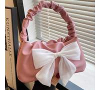 Shein Bolso de mano de mujer con pliegues en forma de luna, asa superior con forma de nube, decoración con lazo y pañuelo de seda, bolso de hombro casual mi