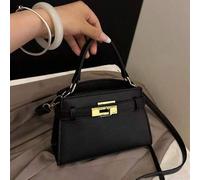 Shein Bolso de mano de mujer de alta gama con patrón de lichis de moda, decoración de correa simple, correa de hombro ajustable, bolso de mensajero con cier