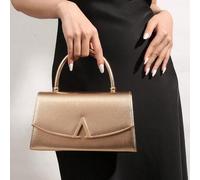 Shein Bolso de mano elegante de gran capacidad para la noche, bolso de mano brillante para damas, diseño con solapa a la moda, tacto suave y lujoso, perfect