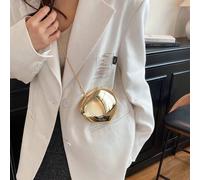 Shein Bolso de mano en forma de dumpling de acrílico dorado, diseño de concha brillante, con correa desmontable que se puede usar como bolso de hombro o bol