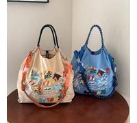 Shein Bolso de mano para mujer, bolso de compras bordado, bolso de hombro de gran capacidad, lleno de esperanza, adecuado para ir al trabajo, casual, ligero