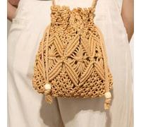 Shein Bolso de mano pequeño tejido para mujer, nueva bolsa de hombro cruzada de mimbre de moda, bolsa de hombro de nicho pequeña para la playa, bolso de est