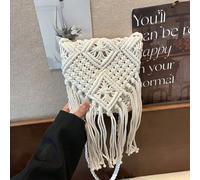 Shein Bolso de mano tejido vintage, bolso cruzado estilo bohemio, bolso de playa de tela tejida con decoración de flecos, perfecto para combinar con atuendo