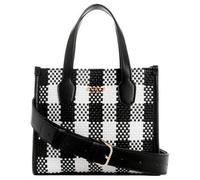 Shein Bolso de mano tipo tote de piel sintética a cuadros Silvana de GUESS, bolso de compras casual, bolso de hombro/cruzado, mini bolso de mujer, color neg