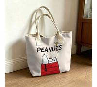 Shein Bolso de mano tipo tote de Snoopy de Peanuts, bolso de lona de gran capacidad, bolso casual para el trabajo, la escuela, las compras, los viajes, el u