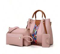 Shein Bolso de mujer nuevo conjunto de cuatro piezas de moda europea y americana bolso para madre e hijo bolso de mano bandolera bolso tipo cubo conjunto de