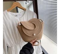 Shein Bolso de mujer tejido de nicho francés 2025, bolso de playa y vacaciones de verano, cesta de verduras de gran capacidad