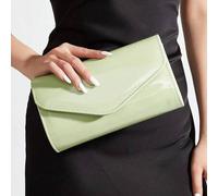 Shein Bolso de noche de mujer de color verde menta sólido de piel de PU, adecuado para primavera/verano, vestidos de gala, embrague, bolsa de cosméticos, bo