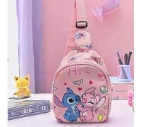 Shein Bolso de pecho con diseño de Stitch de Disney, bolso infantil de tela Oxford con estampado de dibujos animados, bolso de pecho cruzado para hombre y m