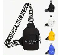Shein Bolso de pecho y cintura personalizado con estampado de Milán para hombre, bolso portátil de un solo hombro para teléfono, bolso bandolera casual mult