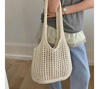 Shein Bolso de playa de primavera para mujer, bolso de ganchillo, bolso tote de gran capacidad y elegante, bolso de hombro, esencial para viajes, adecuado p