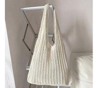 Shein Bolso de playa grande de punto con capacidad amplia, esencial para vacaciones en la playa, bolso de playa de verano llamativo, bolso de playa popular