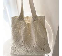 Shein Bolso de red a ganchillo con bloques de color calados, estilo vacacional