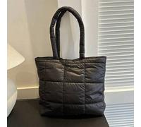 Shein Bolso de tela de algodón casual de unicolor y espacioso para damas, bolso de mano acolchado de relleno suave de terciopelo, bolso de hombro/mochila es