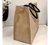 Shein Bolso de tela de lino casual, ligero, reutilizable, bolso de compras de comestibles, bolsa de playa, multiusos para compras al aire libre, creencia de