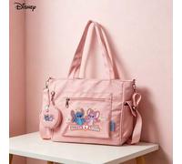 Shein Bolso de tela grande de capacidad múltiple con monedero, de estilo casual, con el tema de Lilo y Stitch "Stitch y Angel" de Disney, en color rosa, ide