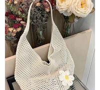 Shein Bolso de tote tejido hueco, bolso de playa estilo bohemio, bolso de tote hueco, bolso de playa casual de gran capacidad, bolso de playa casual de comp