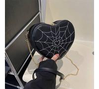 Shein Bolso en forma de corazón con diseño de alienígena divertido para Halloween, bolso de hombro de señora con cadena de metal y estampado de telaraña, bo