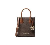 Shein Bolso organizador con bloqueo de color de monograma clásico MICHAEL KORS MK Mercer - Estilo de hombro/de mano, tamaño mediano, estilo para mujer, marr