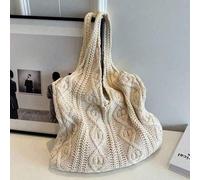 Shein Bolso tote de gran capacidad para estudiantes en verano, bolso de hombro de punto resistente a la arena para mujer, bolso de mano de compras de superm