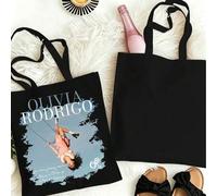 Shein Bolso Tote OLivia, OR BAG, Pareces muy triste para una chica tan enamorada, Bolso de hombro de lona negra grande para fans de Livies, Bolso de compras