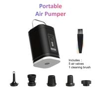Shein Bomba de aire eléctrica compacta 3 en 1 con luz LED y luz SOS, inflador/desinflador portátil inalámbrico, adecuado para camping al aire libre y organi