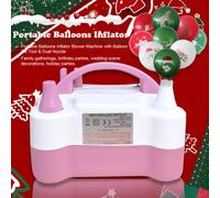 Shein Bomba eléctrica portátil para globos con doble boquilla y anudador, inflador eléctrico de globos ahorra tiempo, adecuado para decoraciones de fiestas,