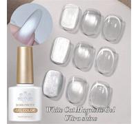 Shein BORN PRETTY Esmalte de uñas en gel magnético de gato blanco de luz fluida de 10ml, ultra brillante, semipermente, que se puede retirar con remojo para
