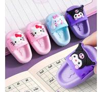 Shein Borrador mini de Hello Kitty de Sanrio, borrador de goma con forma de Kuromi linda, limpio y sin desmenuzar, útiles escolares creativos, recompensas p