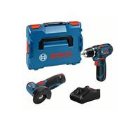 Shein Bosch Professional 12V System - Set atornillador GSR 12V-15 + amoladora a batería GWS 12V-76 (2 baterías x 2.0Ah, en L-BOXX)