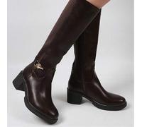Shein Botas altas de rodilla de estilo plano y a la moda tipo caballero en color negro, con cremallera lateral, para mujeres en otoño e invierno
