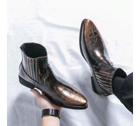 Shein Botas de motocicleta con diseño de brogue vintage desgastado para hombres, estilo occidental [Por favor, pida 1-2 tallas talla grande grandes ya que s