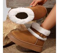 Shein Botas de nieve de cuña para mujer con puntera redonda, de unicolor, adecuadas para moda casual, trabajo, commute, exterior, playa, vacaciones, boda, e