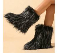 Shein Botas de nieve esponjosas nuevas para mujer Otoño/Invierno 2025, botas cálidas forradas de piel sintética antideslizantes, zapatos de moda Y2K de tall