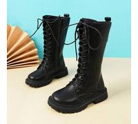 Shein Botas de otoño/invierno para niñas, nuevas botas altas para niños, botas de estilo británico hasta el tobillo, con cremallera lateral, botas de prince
