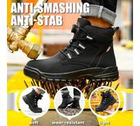 Shein Botas de trabajo, anti aplastamiento y anti perforación, botón giratorio, botas de , suela de goma, cómodas y resistentes al desgaste, adecuadas para