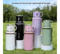 Shein Botella aislada de doble efecto de gran capacidad de 600ml, acero inoxidable 304, retención de temperatura todo el día, esencial para exteriores, bote