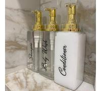 Shein Botella cuadrada transparente de 500ml/16.9oz con bomba dispensadora, para champú, acondicionador, gel de baño, para decoración de baño y encimera del