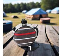 Shein Botella de agua para exteriores de gran capacidad de 660 ml/2000 ml, botella de agua redonda de aluminio, botella de agua con patrón de tela, portátil