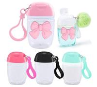 Shein Botella vacía transparente de 30ml estilo coreano rosa para desinfectante de manos, botella de desinfectante de manos con lazo rosa, esencial de viaje