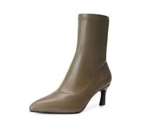 Shein Botines de mujer de puntera fina, tacón bajo tipo gatito, de material (PU), con elástico tipo calcetín. Adecuados para el trabajo, el trayecto diario,