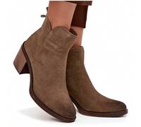 Shein Botines de mujer hechos natural con tacón de bloque, aislados, Sergio Leone BT25321-S - Calzado elegante y cómodo de otoño-invierno hecho natural verd