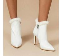 Shein Botines de tacón alto, puntera afilada, tacón fino, con pelo, estilo francés, botines para zapatos de primavera, vacaciones de primavera, Pascua, Navi