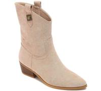 Shein Botines de tacón bajo estilo western con bordado a tono en color beige, encanto discreto, estilo vaquero