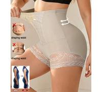 Shein Bragas moldeadoras de cintura alta con control de abdomen para mujer, bragas con ribete de encaje, soporte para levantar glúteos, moldeador corporal,
