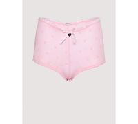Shein Braguita tipo boyshort con estampado integral de conejito, cintura con ribete de encaje, lazo de satén y dije de corazón, regalo de San Valentín